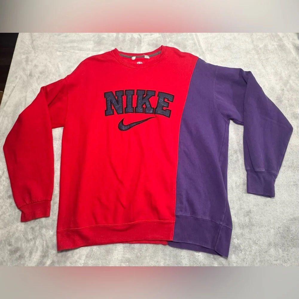 NIKE Sweatshirt Reworked Vintage Jumper Embroidered Spell Out Mens Fits Like XL